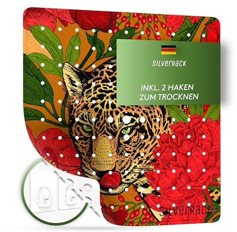 SilverRack Duschmatte rutschfest 53x53 cm (Leopard Motiv Rot) - Antirutschmatte Dusche BPA frei - Badematte rutschfest, maschinenwaschbar u. schimmelresistent - Duscheinlage rutschfest