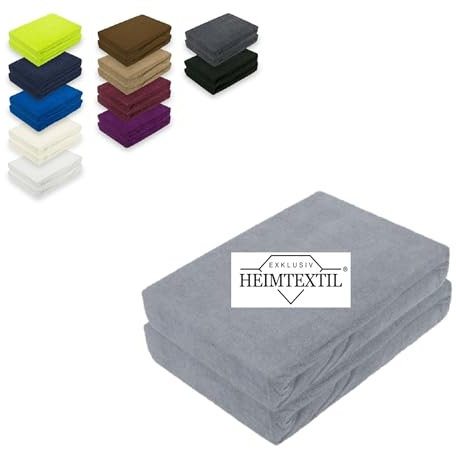 EXKLUSIV HEIMTEXTIL Doppelpack Marke Frottee Spannbettlaken 80% Baumwolle, 20% Polyester Öko - Tex Zertifiziert, Markenqualität, Matratzenhöhe bis 10 cm, Grau 70 x 140 cm