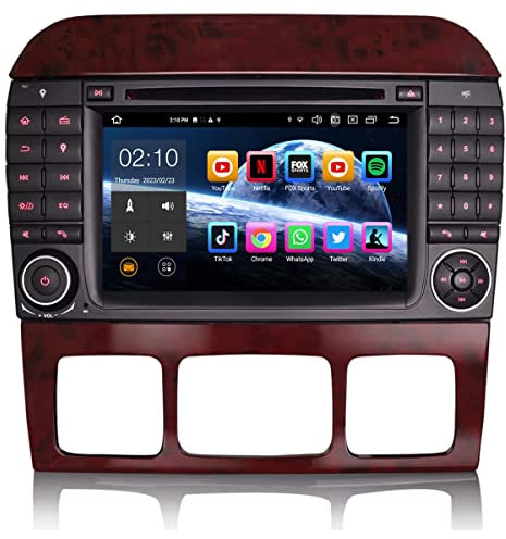 Erisin 7 Zoll 8-Kern 4GB+64GB Android 13 Autoradio Bluetooth mit GPS Navi Für Mercedes Benz S/CL Klasse W220 W215 Kabelloses Carplay Android Auto WiFi DAB+ DSP USB RDS OBD2 FM CD DVD Player Canbus