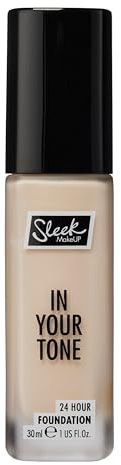 Sleek MakeUP In Your Tone 24 Hour Foundation, Medium Buildable Coverage in 30 Shades, Semi-Matte Flawless Finish, 1C, 30ml