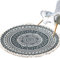 Runden Teppiche,Vintage Boho Baumwolle Teppiche Mandala Muster Waschbar Handgewebte Böhmische Runder Teppich mit Quasten für Schlafzimmer Flur Wohnzimmer Couchtisch Fußmatten 90cm,Blumen 1#