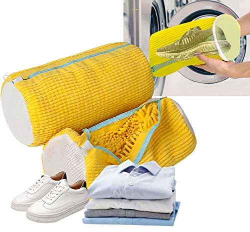 UrCreat Schuhe Waschbeutel mit Reißverschluss, Strapazierfähige und Wiederverwendbare Mesh Schuhbeutel Wäschesack für Waschmaschine, für Sneaker, Socken (2 Stück)