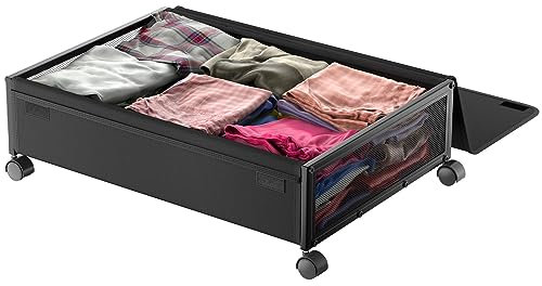innotic Under Bed with Wheels, Metal Under Bed Storage Drawer Containers Foldable and Movable, Closet Organizer Storage Ideal for Clothing, Shoes, Blanket, Toys-L Size (1 PACK)