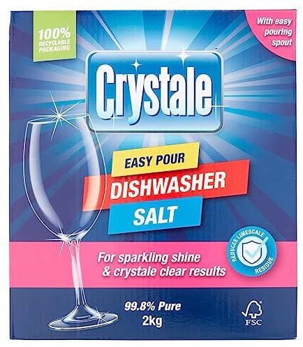 Crystale 2kg Dishwasher Salt for Dishwashers and Water Softeners, High Purity