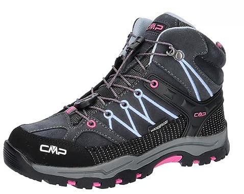 CMP Unisex Kinder Kids Rigel Mid Trekking Shoes WpTrekking-Schuhe | Clima Protect, rockene Füße, atmungsaktiv, griffige Sohle, schnelles Schnüren, stabiler Knöchelhalt, Lederschuhe, Outdoor