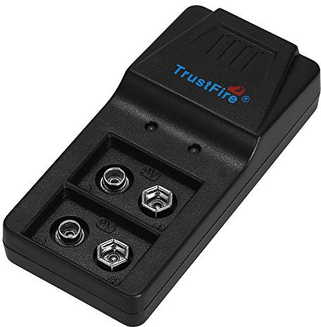 HUIOP Chargeur de Batterie au Lithium Rechargeable 9V, Chargeur de Pile Rapi, 2 LED, 4 Circuits de Protection, ABS, Noir