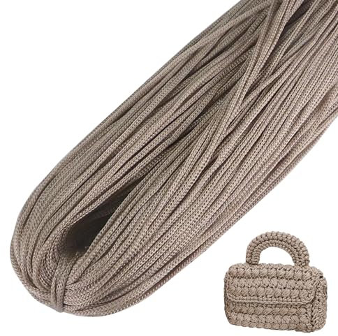 LEREATI Cordino per Borse Uncinetto, Corda Macrame 3mm x 200m Filo Macrame in Poliestere Uncinenetto e Ferri per Abbigliamento, Borse, Tappeti, Fai da Te, Regalo per Maglieria (Marrone Chiaro)