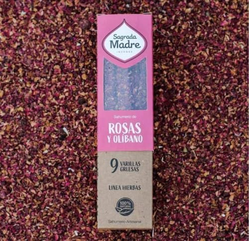Rose und Olibano • 100% natürlicher, umweltfreundlicher Weihrauch aus ausgewählten Kräutern, handgefertigt in Argentinien • Linie von Räucherstäbchen aus Kräutern, Blumen und Harzen