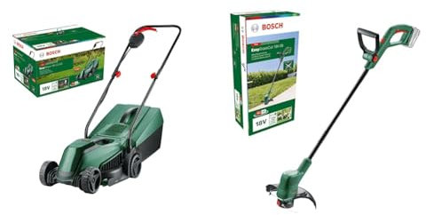 Bosch Home and Garden Bosch Akku-Rasenmäher EasyMower 18V-32-200 & Bosch Akku Rasentrimmer EasyGrassCut 18V-26 (ohne Akku, 18 Volt Power for All System, Schnittkreisdurchmesser: 26 cm, im Karton)