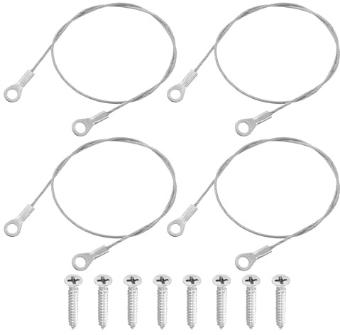QUARKZMAN 4 Stück Drahtseil Edelstahl, 40cmx1,5mm 304 Edelstahl Stahlseil mit Ösen Verbindungsmittel mit Selbstschneidenden Schrauben für Verbinden Möbel Lampenaufhängung