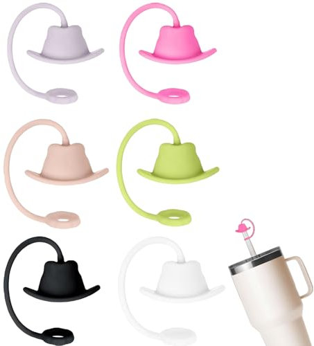 6PCS Cup Accessories Cup Straw Cover 6-10mm Diameter Straws Set Hat Food-Grade Silicone Straw Cover Caps Toppers Reusable Cute Straw Cover for Cup Accessorie