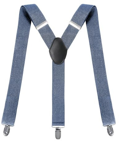 Clundoo Hosenträger für Herren, Hosenträger Herren Breit 3,5 cm Extra Stark, Elastisch& Verstellbar, mit Sehr Starken 3 Metall Clips, Y Style (Himmelblau)