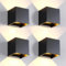 4 Stück Wandleuchte Aussen Innen Einstellbare 3 Lichtfarben LED Wandlampe Aussen Außenwandleuchten Modern Schwarz 15W IP65 Wasserdicht Aluminium Wandleuchte Passen Sie den Lichtwinkel Quadratisch 11CM