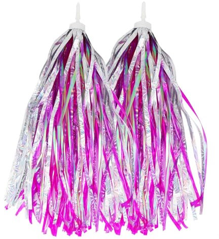 PLATT Lenkerfransen Streamer Bändchen für Kinderfahrrad,Kinder Roller Lenker Streamer Fahrrad Griffe Ribbon,1 Paar (Pink B)