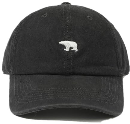 LANLYLGQ Baseball Cap Snapback Baseballkappe Unisex Herren Damen Vintage Stickerei UV Schutz Docker Cap Sonnenhut (Baumwolle, Bär-Schwarz)