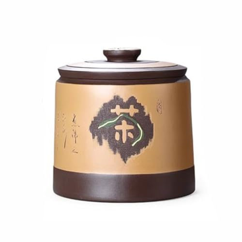 WYRMB Tea Tin Tea Tin Ceramic Tea Caddy Tea Cake Box, Cake Storage Tea Jar, Ceramic Yellow Purple Clay Pot, Tea Jar, Tea Storage Jar Tea Storage Container.