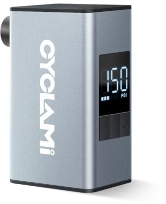 A3MAX Mini Bomba Bicicleta, 150PSI Aluminio Bomba de Aire Portátil para Bicicleta con Manómetro,Electrico Bicicleta con válvula Presta y Schrader,Parada Automática