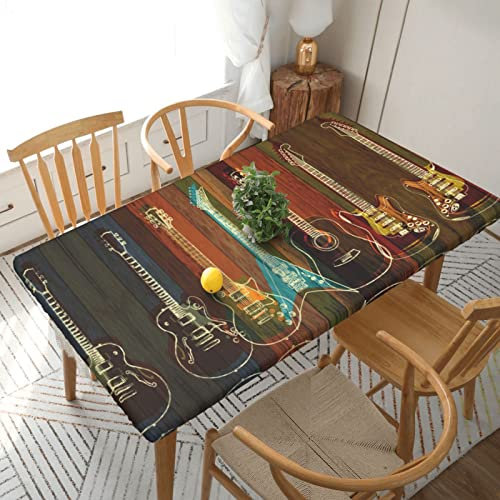 ESNAIUVCD Gitarren Kunstdruck Gitarren Kunstdruck ölbeständig rechteckige Tischdecke, Restaurant-Tischdecke, Gartenparty, Tischdecke (1,5 m)