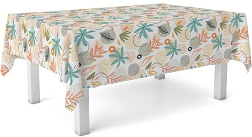 ECOMMERC3 Gartentischdecke abwaschbar 220x140 cm Wachstuch | Sella Orange | Strapazierfähiges PVC-Gewebe - fleckenabweisend - mit feuchtem Tuch abwischbar - für Küche & Garten - Qualität aus Spanien