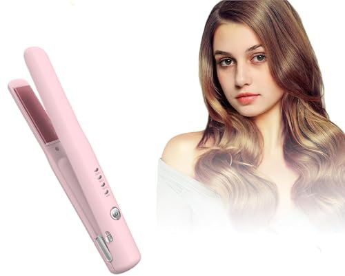Portable Mini Hair Straightener for Travel, Cordless Hair Straightener for Short Hair, USB C Small Cordless Curling Wand for Smooth Hair, Adjustable Temps Rechargeable