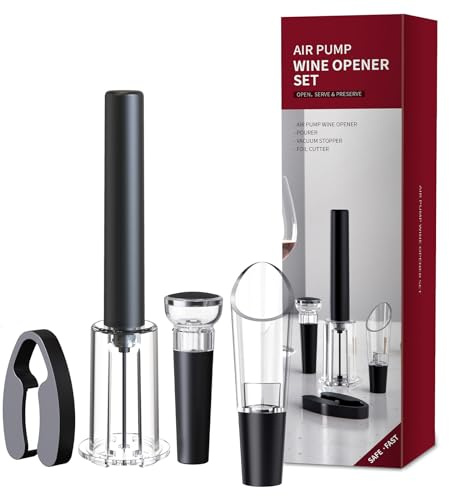 Tycoonest Druckluft Korkenzieher Wein Set, Pumpe Weinöffner mit Kapselschneider