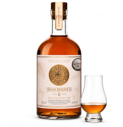 Solar Reserve 8 Year Old Premium Dark Rum, 46% ABV, 92pt IWSC Winner, 70cl | Single Origin Dominican Republic Sipping Rum