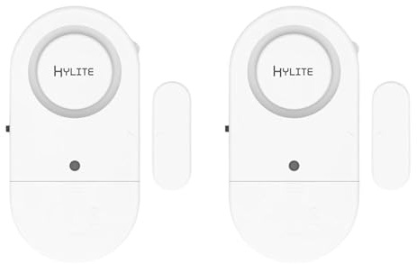 HYLITE Magnet Tür Fenster Alarm 2er-Pack – 125dB Alarm oder Ding-Dong Gong, Klebemontage ohne Bohren, Kabelloser Standalone Sensor, Batteriebetrieben, Weiß