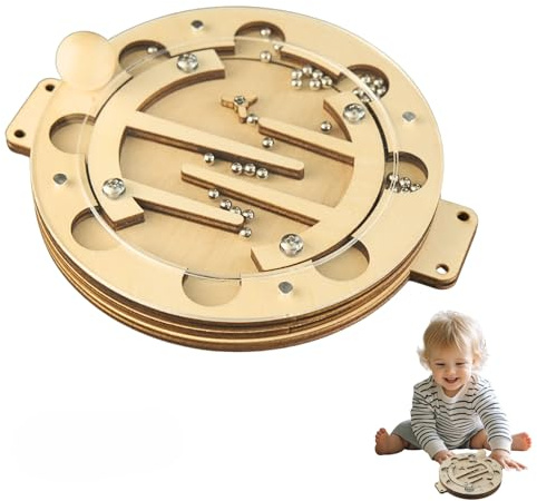 Potatomato Busy Board Zubehör & Activity Board – Natürliches Holz-Murmel-Labyrinth, Feinmotorik-Brett, Sensorik, Logisches Denken, Montessori DIY-Spielzeug für Zuhause oder Klassenzimmer