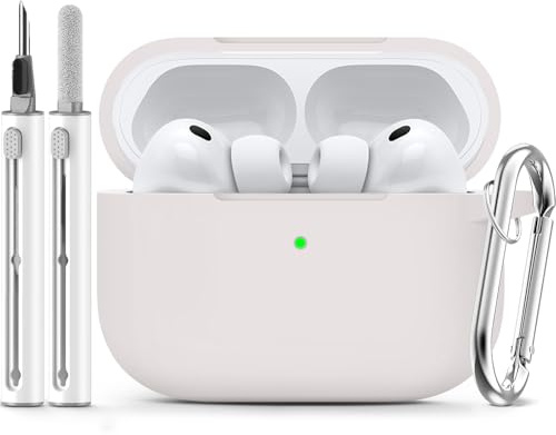 Inesore Compatible with AirPods Pro 3 Hülle with Cleaning Kit, Silicone Protective Case Cover for Apple Air Pods Pro 3rd (2025), Unisex Design - Light Pink-B