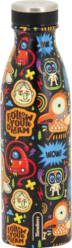 Tandem Botella Térmica 500ml, GALAXI Acero Inoxidable, Doble Pared, Sin BPA, Antigoteo, Mantiene Frío 24h, Calor 12h