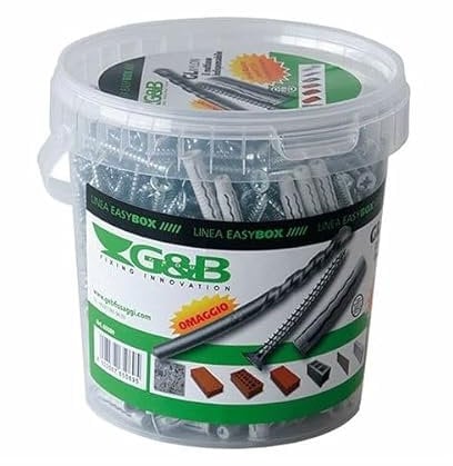 Tassello Nylon 'Gl' Con Vite Truciolare Tps Ø 5,0X50. In Barattolo Plastico Trasparente. All'Interno 1 Punta Per Muro Omaggio.