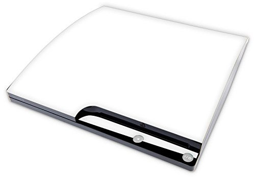 Skins4u Aufkleber Design Schutzfolie Vinyl Skin kompatibel mit Sony PS3 Playstation 3 Slim Konsole Solid State White