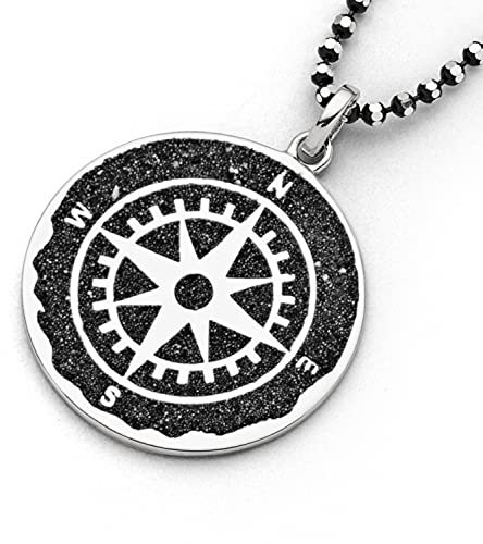 DUR Schmuck Unisex Anhänger Kompass Lavasand, Silber 925/- (P3203)