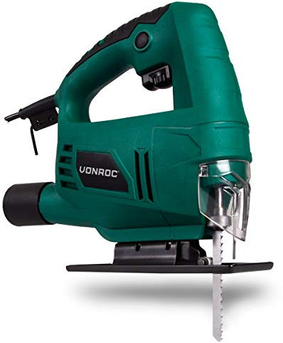VONROC Sierra de calar de 550W - Sistema de cambio rápido, con accesorios y una bolsa para guardar la herramienta