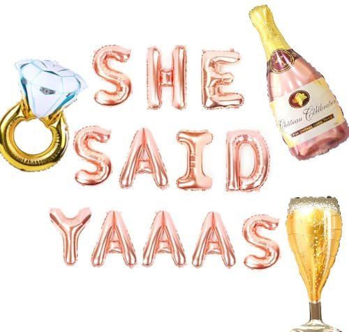 JeVenis Sie sagte Yaaas Banner Sie sagte Yaaas Ballons Sie sagte Ja Ballon für Verlobungsfeier Dekor Bridal Shower Ballon Hen Party Ballon