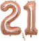 2 Luftballons Zahl 21, Nummer 21 Luftballon Rosegold Mädchen,40 Aufblasbar Helium Folienballon Roségold Ballons Figuren,Riesen Ballon für Geburtstag Party Dekoration, Abschlussball (xxxl 100cm)