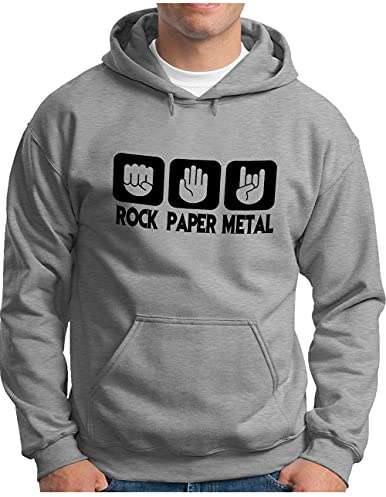 OM3® Rock Paper Metal Hoodie - Herren - Stein Papier Schere Metalhand - Kapuzen-Pullover S - 4XL