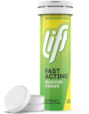 Lift Fast-Acting Glucose Chewable Energy Tablets, Lemon & Lime, 12 Pack of 10-Tablet Tubes