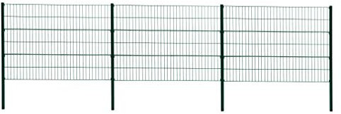 ESTEXO Doppelstabmattenzaun Gitterzaun Drahtgitter Garten-Zaun Stabmattenzaun Pfosten Zaunset Komplett-Set Erweiterungs-Set oder einzelne Pfosten oder Eckpfosten (RAL 6005 / Komplett-Set 120 cm)