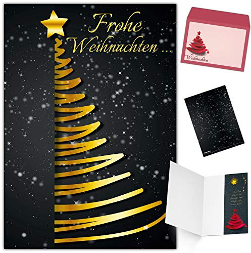 Weihnachtskarten mit Umschlag (15er Set) EDLER WEIHNACHTSBAUM - Klappkarten ideal privat und geschäftlich - Frohe Weihnachten Karten von BREITENWERK