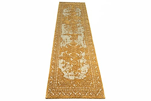Teppich-Traum Orientteppich Retro Gold Silber Pflegeleicht 80x250 cm | Pflegeleicht, strapazierfähig, schmutzabweisend und allergikerfreundlich, für Fußbodenheizung, Wohn- & Schlafzimmer