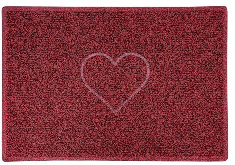 Nicoman HEART Embossed Shape Door Mat-Trapper Jet-Washable Doormat-(Use Indoor or Sheltered Outdoor), Large (90x60cm), Red with Black