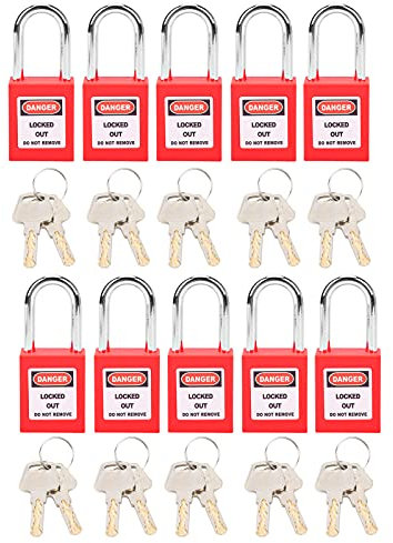 Cadenas Consignation Electrique, Lot de 10 Cadenas Clé de sécurité Cadenas De Consignation Disjoncteurs Miniatures Verrouillage de consignation pour les Chantiers de Construction