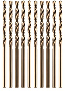 amoolo 5/64 inch Cobalt Drill Bits(10Pcs), M35 HSS Metal Jobber Length Twist Drill Bit Set for Hard Metal, Stainless Steel