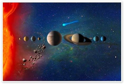 Sonnensystem Poster von NASA 100 x 70 cm Blau Wandbilder Wanddeko