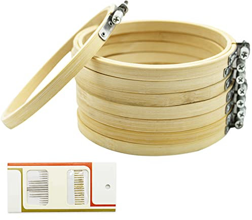 Mini-Bambus-Kreis, Stickrahmen, Kreuzstich-Ring, für Bastelarbeiten, handliches Nähen, 8 Stück