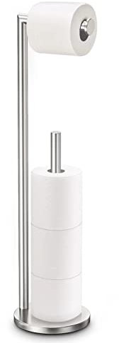 Bath Toilet Paper Stand, Brushed Nickel Free Standing Toilet Paper Holder by The