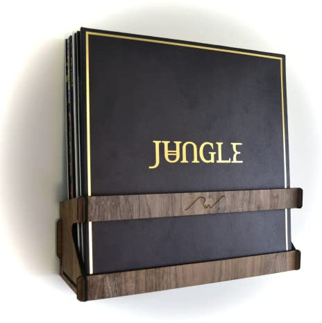 Rewind Designs Vinyl Record storage wall mounted box/crate, stores up to 30 LP's (Walnut)