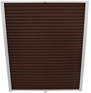 ondeco Dachfenster Plissee zum Bohren passend für Velux Fenster Plisseerollo Faltrollo verspannt Zubehör Dunkelbraun M06 - B: 61,4cm x H: 94cm