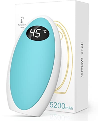 Jonwall Handwärmer Wiederaufladbar, 5200mAh USB-C Wiederverwendbare Handwärmer Tragbarer Elektrischer Taschenwärmer/Powerbank, Doppelseitige Heizung Handwärmer Tolles Geschenk für Frauen Männer Blau